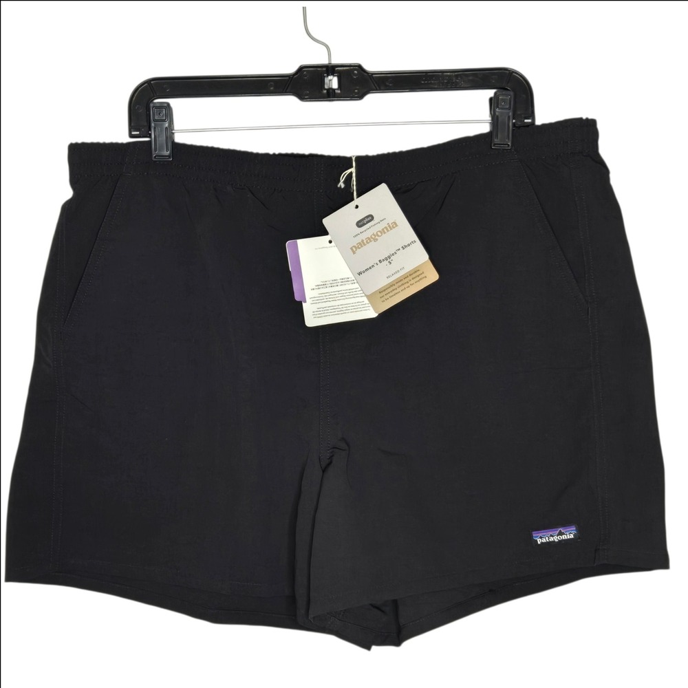 NWT Patagonia Womens Black 5" Baggies Shorts XL Gorpcore Hiking Activewear